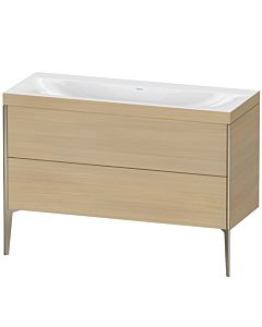 Duravit XViu Waschtisch-Unterschrank XV4712NB171C 120x48cm, 2 Schubkästen, ohne Hahnloch, champagner matt, Rahmen C, mediterrane eiche