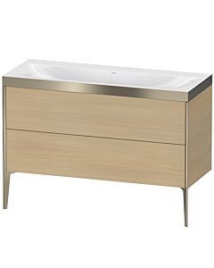 Duravit Meuble sous-vasque XViu XV4712NB171P 120x48cm, 2 tiroirs, sans trou pour robinet, champagne mat, Rahmen P, chêne méditerranéen