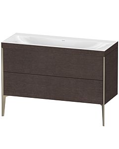 Duravit XViu vanity unit XV4712NB172C 120x48cm, 2 drawers, without tap hole, matt champagne, Rahmen C, brushed dark oak