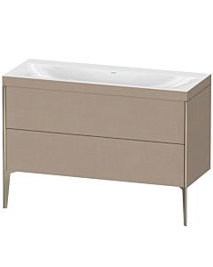Duravit Meuble sous-vasque XViu XV4712NB175C 120x48cm, 2 tiroirs, sans trou pour robinet, champagne mat, Rahmen C, lin