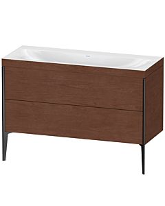 Duravit XViu Waschtisch-Unterschrank XV4712NB213C 120x48cm, 2 Schubkästen, ohne Hahnloch, schwarz matt, Rahmen C, amerikanischer nussbaum