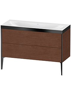 Duravit XViu Waschtisch-Unterschrank XV4712NB213P 120x48cm, 2 Schubkästen, ohne Hahnloch, schwarz matt, Rahmen P, amerikanischer nussbaum