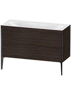 Duravit XViu vanity unit XV4712NB269C 120x48cm, 2 drawers, without tap hole, matt black, Rahmen C, brushed walnut