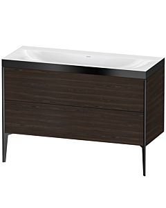 Duravit XViu vanity unit XV4712NB269P 120x48cm, 2 drawers, without tap hole, matt black, Rahmen P, brushed walnut