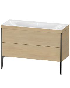Duravit XViu vanity unit XV4712NB271C 120x48cm, 2 drawers, without tap hole, matt black, Rahmen C, Mediterranean oak