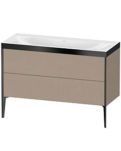 Duravit XViu vanity unit XV4712NB275P 120x48cm, 2 drawers, without tap hole, matt black, Rahmen P, linen