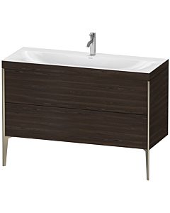 Duravit XViu Waschtisch-Unterschrank XV4712OB169C 120x48cm, 2 Schubkästen, 1 Hahnloch, champagner matt, Rahmen C, nussbaum gebürstet