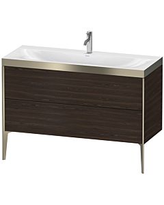 Duravit XViu Waschtisch-Unterschrank XV4712OB169P 120x48cm, 2 Schubkästen, 1 Hahnloch, champagner matt, Rahmen P, nussbaum gebürstet