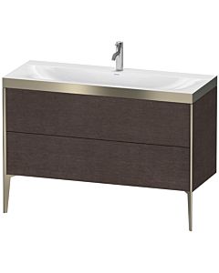 Duravit XViu meuble sous-vasque XV4712OB172P 120x48cm, 2 tiroirs, 2000 , champagne mat, Rahmen P, chêne foncé brossé
