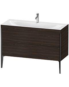 Duravit XViu meuble sous-vasque XV4712OB269C 120x48cm, 2 tiroirs, 2000 , noir mat, Rahmen C, noyer brossé