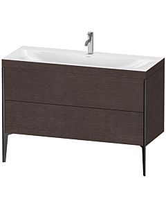 Duravit XViu Waschtisch-Unterschrank XV4712OB272C 120x48cm, 2 Schubkästen, 1 Hahnloch, schwarz matt, Rahmen C, eiche dunkel gebürstet