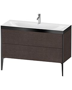 Duravit XViu meuble sous-vasque XV4712OB272P 120x48cm, 2 tiroirs, 2000 , noir mat, Rahmen P, chêne foncé brossé