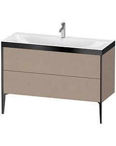 Duravit XViu vanity unit XV4712OB275P 120x48cm, 2 drawers, 2000 tap hole, matt black, Rahmen P, linen