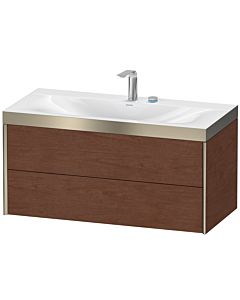 Duravit XViu vanity unit XV4616EB113P 100x48cm, 2 drawers, 2 tap holes, matt champagne, Rahmen P, American walnut