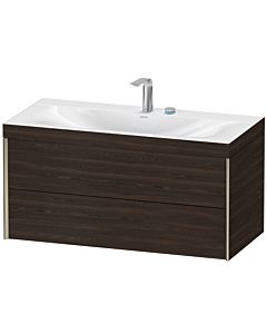 Duravit XViu Waschtisch-Unterschrank XV4616EB169C 100x48cm, 2 Schubkästen, 2 Hahnlöcher, champagner matt, Rahmen C, nussbaum gebürstet