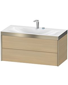 Duravit XViu Waschtisch-Unterschrank XV4616EB171P 100x48cm, 2 Schubkästen, 2 Hahnlöcher, champagner matt, Rahmen P, mediterrane eiche