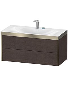 Duravit XViu Waschtisch-Unterschrank XV4616EB172P 100x48cm, 2 Schubkästen, 2 Hahnlöcher, champagner matt, Rahmen P, eiche dunkel gebürstet