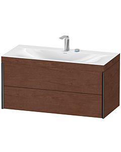 Duravit Meuble sous-vasque XViu XV4616EB213C 100x48cm, 2 tiroirs, 2 trous pour robinetterie, noir mat, Rahmen C, noyer américain