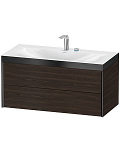 Duravit XViu vanity unit XV4616EB269P 100x48cm, 2 drawers, 2 tap holes, matt black, Rahmen P, brushed walnut