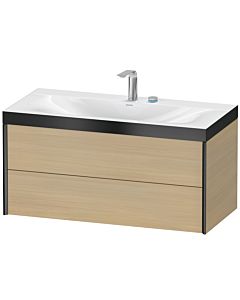 Duravit XViu vanity unit XV4616EB271P 100x48cm, 2 drawers, 2 tap holes, matt black, Rahmen P, Mediterranean oak