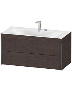 Duravit XViu Waschtisch-Unterschrank XV4616EB272C 100x48cm, 2 Schubkästen, 2 Hahnlöcher, schwarz matt, Rahmen C, eiche dunkel gebürstet