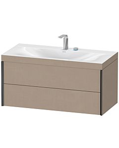 Duravit Meuble sous-vasque XViu XV4616EB275C 100x48cm, 2 tiroirs, 2 trous pour robinetterie, noir mat, Rahmen C, lin