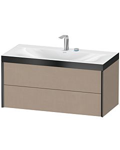 Duravit Meuble sous-vasque XViu XV4616EB275P 100x48cm, 2 tiroirs, 2 trous pour robinetterie, noir mat, Rahmen P, lin