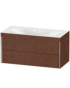 Duravit Meuble sous-vasque XViu XV4616NB113C 100x48cm, 2 tiroirs, sans trou pour robinet, champagne mat, Rahmen C, noyer américain