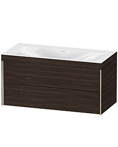 Duravit XViu vanity unit XV4616NB169C 100x48cm, 2 drawers, without tap hole, matt champagne, Rahmen C, brushed walnut