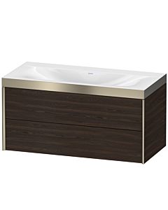 Duravit Meuble sous-vasque XViu XV4616NB169P 100x48cm, 2 tiroirs, sans trou pour robinet, champagne mat, Rahmen P, noyer brossé