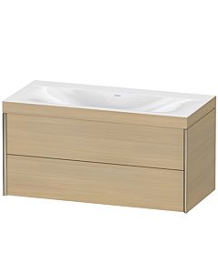 Duravit XViu Waschtisch-Unterschrank XV4616NB171C 100x48cm, 2 Schubkästen, ohne Hahnloch, champagner matt, Rahmen C, mediterrane eiche
