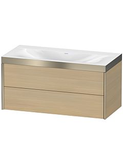 Duravit XViu Waschtisch-Unterschrank XV4616NB171P 100x48cm, 2 Schubkästen, ohne Hahnloch, champagner matt, Rahmen P, mediterrane eiche