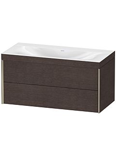 Duravit XViu Waschtisch-Unterschrank XV4616NB172C 100x48cm, 2 Schubkästen, ohne Hahnloch, champagner matt, Rahmen C, eiche dunkel gebürstet