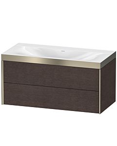 Duravit XViu vanity unit XV4616NB172P 100x48cm, 2 drawers, without tap hole, matt champagne, Rahmen P, brushed dark oak