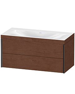 Duravit XViu vanity unit XV4616NB213C 100x48cm, 2 drawers, without tap hole, matt black, Rahmen C, American walnut
