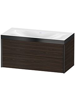 Duravit XViu vanity unit XV4616NB269P 100x48cm, 2 drawers, without tap hole, matt black, Rahmen P, brushed walnut