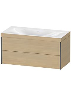Duravit Meuble sous-vasque XViu XV4616NB271C 100x48cm, 2 tiroirs, sans trou pour robinet, noir mat, Rahmen C, chêne méditerranéen