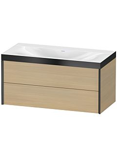 Duravit XViu vanity unit XV4616NB271P 100x48cm, 2 drawers, without tap hole, matt black, Rahmen P, Mediterranean oak