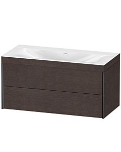 Duravit XViu Waschtisch-Unterschrank XV4616NB272C 100x48cm, 2 Schubkästen, ohne Hahnloch, schwarz matt, Rahmen C, eiche dunkel gebürstet