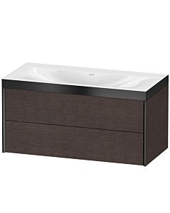 Duravit XViu vanity unit XV4616NB272P 100x48cm, 2 drawers, without tap hole, matt black, Rahmen P, brushed dark oak