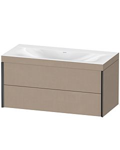 Duravit Meuble sous-vasque XViu XV4616NB275C 100x48cm, 2 tiroirs, sans trou pour robinet, noir mat, Rahmen C, lin