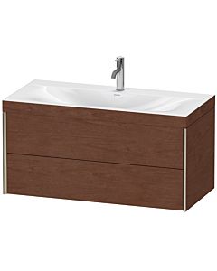 Duravit XViu Waschtisch-Unterschrank XV4616OB113C 100x48cm, 2 Schubkästen, 1 Hahnloch, champagner matt, Rahmen C, amerikanischer nussbaum