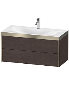 Duravit XViu meuble sous-vasque XV4616OB172P 100x48cm, 2 tiroirs, 2000 , champagne mat, Rahmen P, chêne foncé brossé