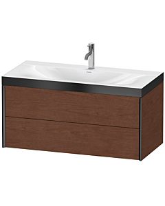 Duravit XViu vanity unit XV4616OB213P 100x48cm, 2 drawers, 2000 tap hole, matt black, Rahmen P, American walnut
