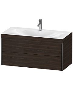 Duravit XViu Waschtisch-Unterschrank XV4616OB269C 100x48cm, 2 Schubkästen, 1 Hahnloch, schwarz matt, Rahmen C, nussbaum gebürstet