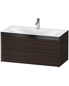 Duravit XViu meuble sous-vasque XV4616OB269P 100x48cm, 2 tiroirs, 2000 , noir mat, Rahmen P, noyer brossé