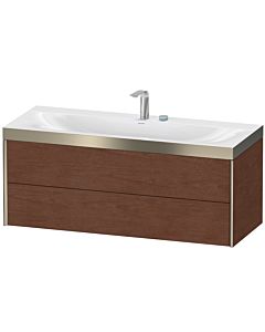 Duravit XViu vanity unit XV4617EB113P 120x48cm, 2 drawers, 2 tap holes, matt champagne, Rahmen P, American walnut