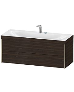 Duravit XViu vanity unit XV4617EB169C 120x48cm, 2 drawers, 2 tap holes, matt champagne, Rahmen C, brushed walnut