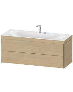 Duravit XViu vanity unit XV4617EB171C 120x48cm, 2 drawers, 2 tap holes, matt champagne, Rahmen C, Mediterranean oak
