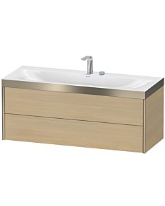 Duravit XViu vanity unit XV4617EB171P 120x48cm, 2 drawers, 2 tap holes, matt champagne, Rahmen P, Mediterranean oak